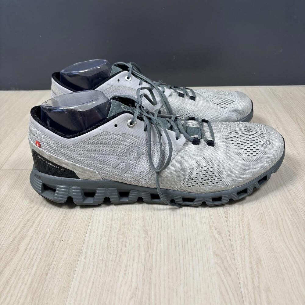 On Men's Cloud X Running SZ 14 Glacier Gray Green Shoes Lightweight Good Cond